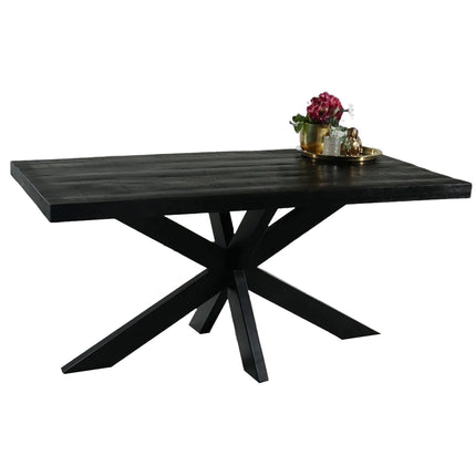 Tweedekans model: Eettafel langwerpig mangohout 160cm zwart John langwerpige tafel duurzaam mango eetkamertafel