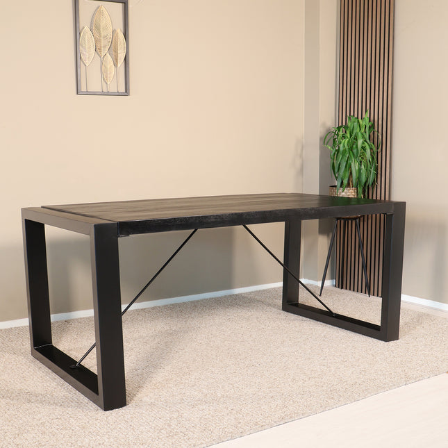 Eettafel Jonas rechthoekig 160cm zwart mangohout