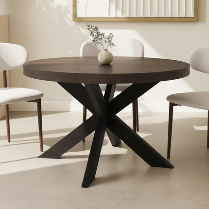 Eettafel Jones rond 120cm walnoot mangohout