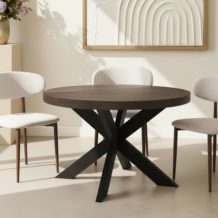 Eettafel Jones rond 120cm walnoot mangohout