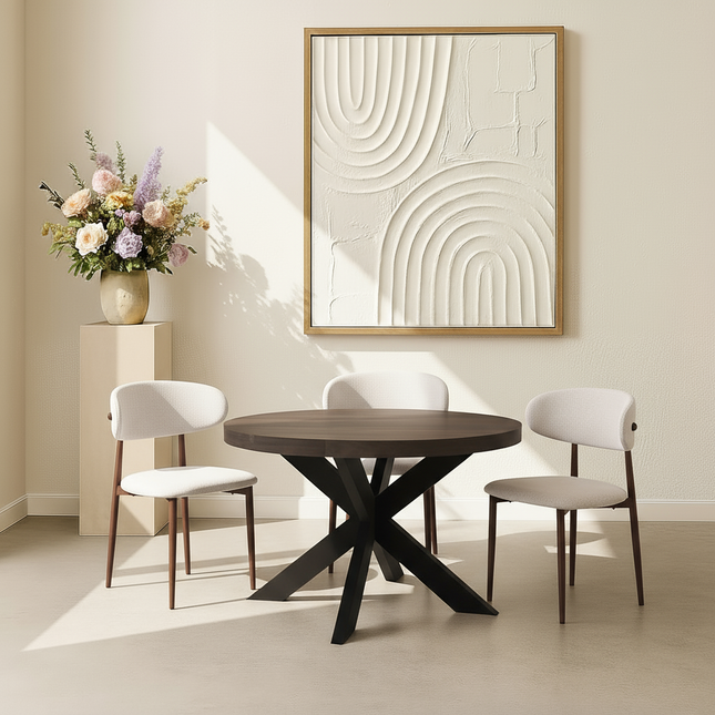 Eettafel Jones rond 120cm walnoot mangohout