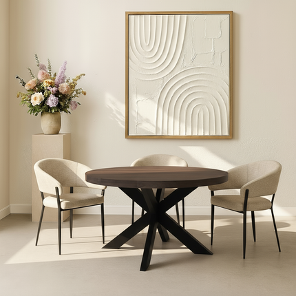 Eettafel Jones rond 130cm walnoot mangohout