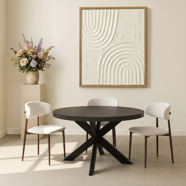 Eettafel Jones rond 120cm zwart mangohout