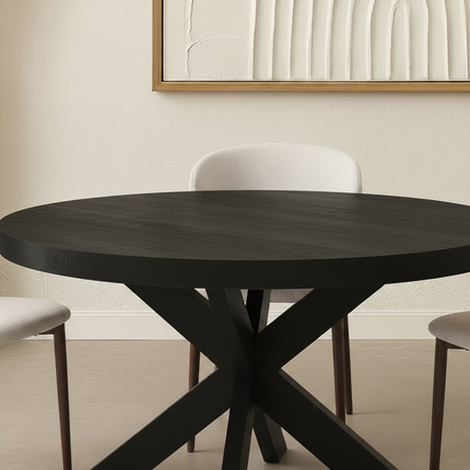 Eettafel Jones rond 120cm zwart mangohout