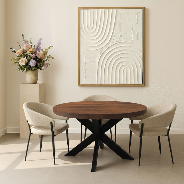 Eettafel Jones rond 130cm bruin mangohout