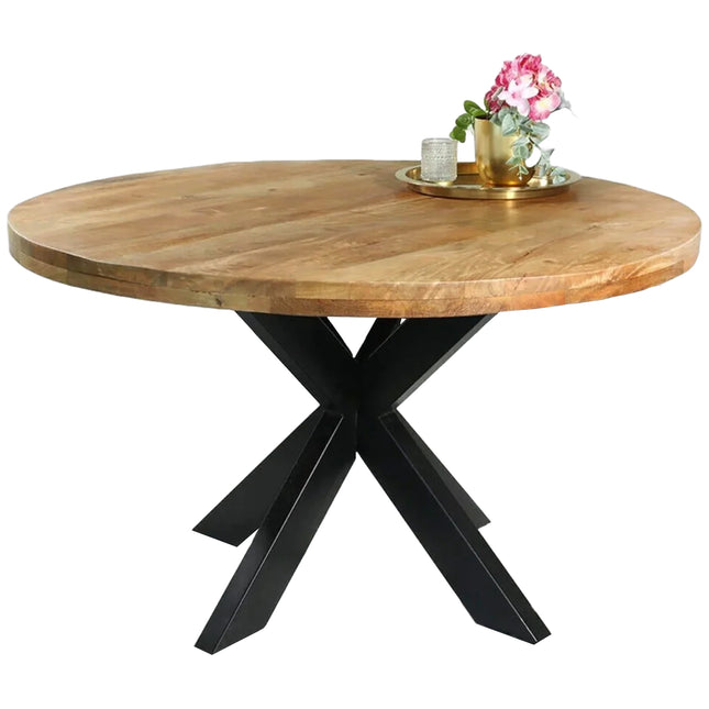 Eettafel Jones rond 130cm lichtbruin mangohout