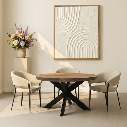 Eettafel Jones rond 130cm lichtbruin mangohout