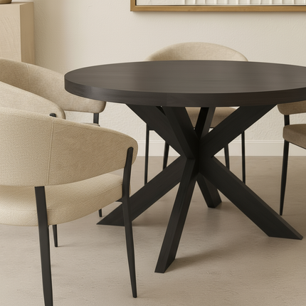 Eettafel Jones rond 130cm zwart mangohout