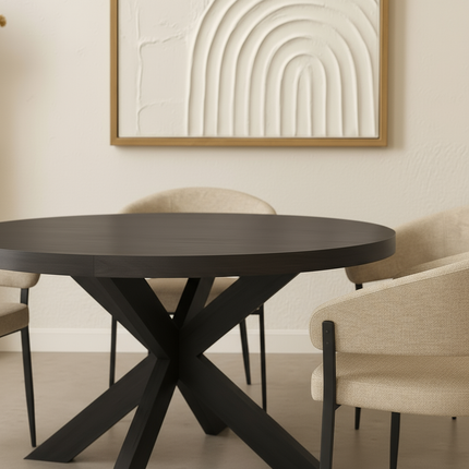Eettafel Jones rond 130cm zwart mangohout