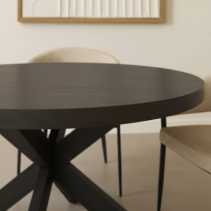 Eettafel Jones rond 130cm zwart mangohout