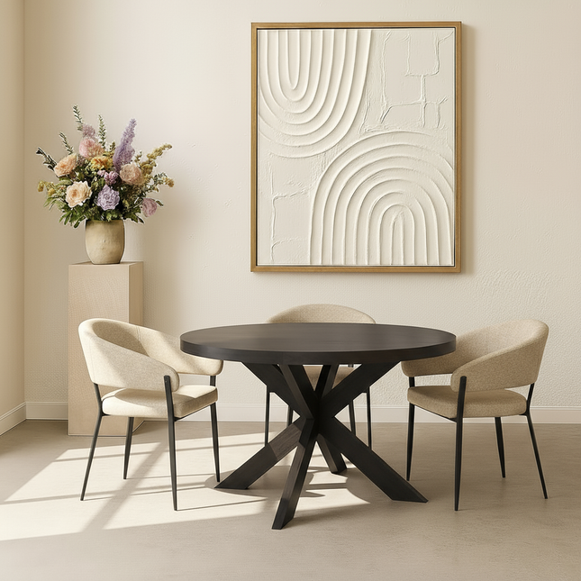 Eettafel Jones rond 130cm zwart mangohout
