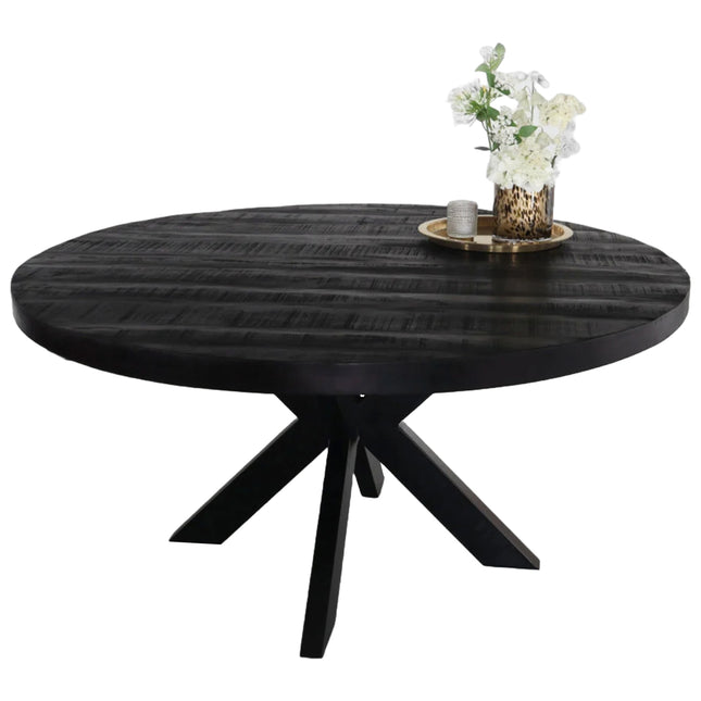 Eettafel Jones rond 150cm zwart mangohout