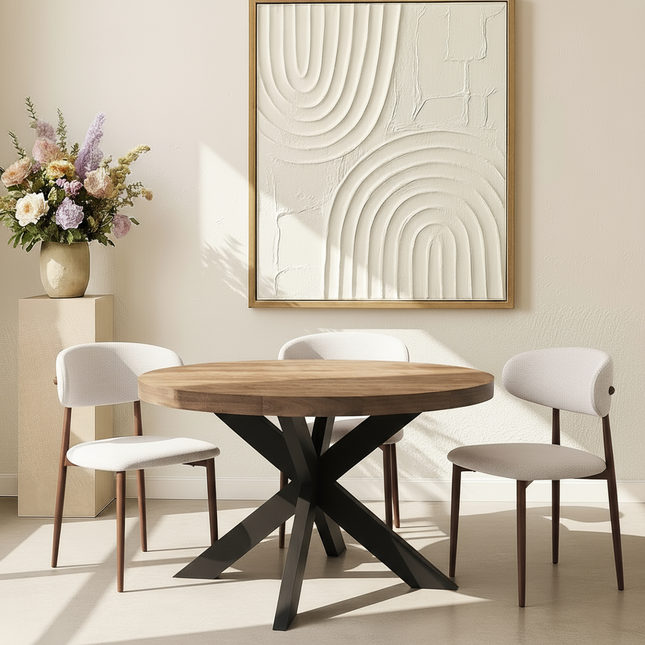 Eettafel Jones rond 120cm lichtbruin mangohout