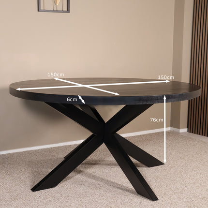 Eettafel Jones rond 150cm zwart mangohout