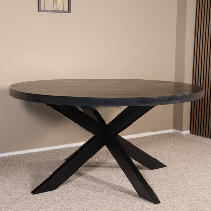 Eettafel Jones rond 150cm zwart mangohout
