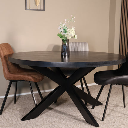 Eettafel Jones rond 150cm zwart mangohout