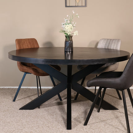 Eettafel Jones rond 150cm zwart mangohout