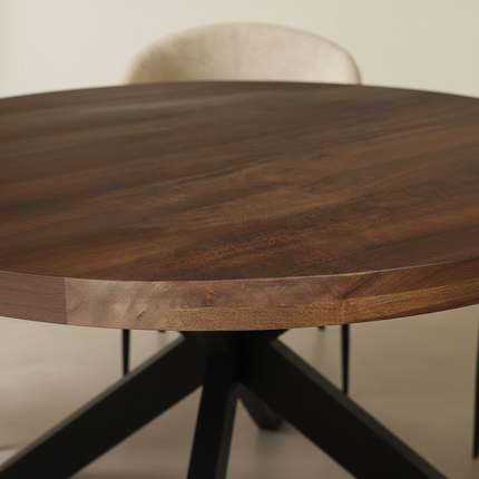 Eettafel Jones rond 130cm walnoot mangohout