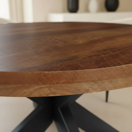 Eettafel Jones rond 130cm walnoot mangohout