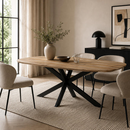 Eettafel Jordan deens ovaal 200cm lichtbruin mangohout