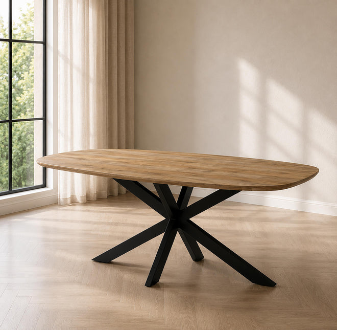 Eettafel Jordan deens ovaal 200cm lichtbruin mangohout