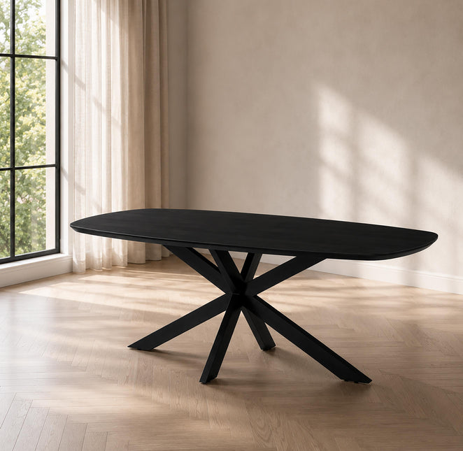 Eettafel Jordan deens ovaal 200cm zwart mangohout