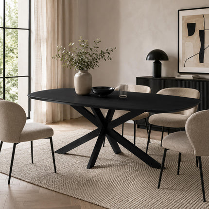 Eettafel Jordan deens ovaal 180cm zwart mangohout