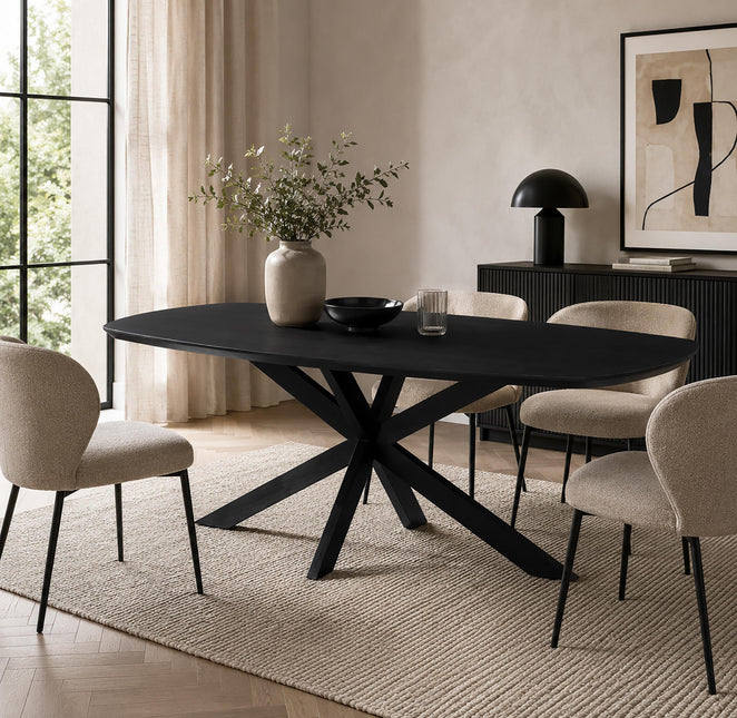 Eettafel Jordan deens ovaal 160cm zwart mangohout