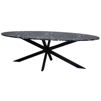 Eettafel marmerlook Jovi ovaal 240cm zwart MDF