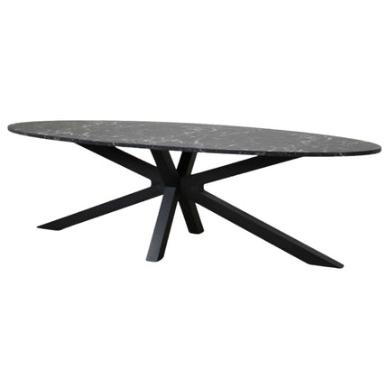 Eettafel marmerlook Jovi ovaal 260cm zwart MDF