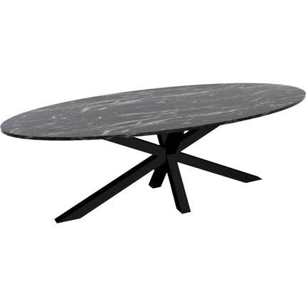 Eettafel marmerlook Jovi ovaal 260cm zwart MDF
