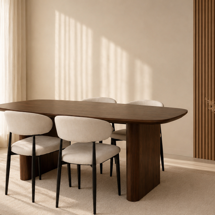 Eettafel Japandi deens ovaal 200cm walnoot MDF Juno