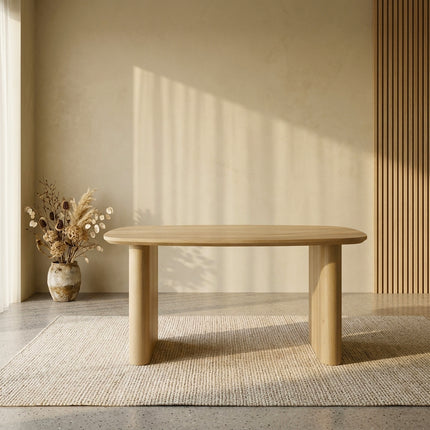 Eettafel Japandi deens ovaal 160cm lichtbruin MDF Juno