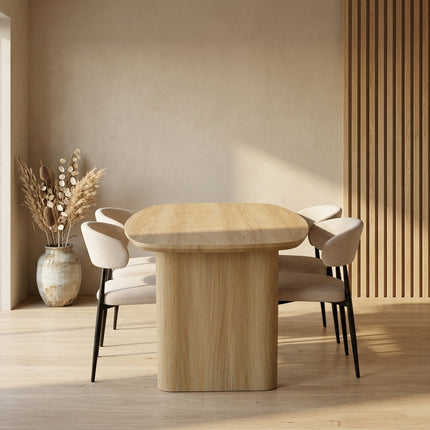 Eettafel Japandi deens ovaal 160cm lichtbruin MDF Juno