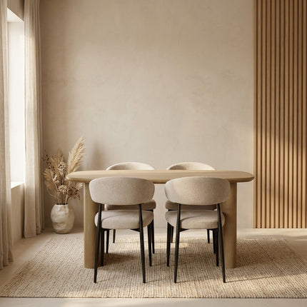 Eettafel Japandi deens ovaal 160cm lichtbruin MDF Juno