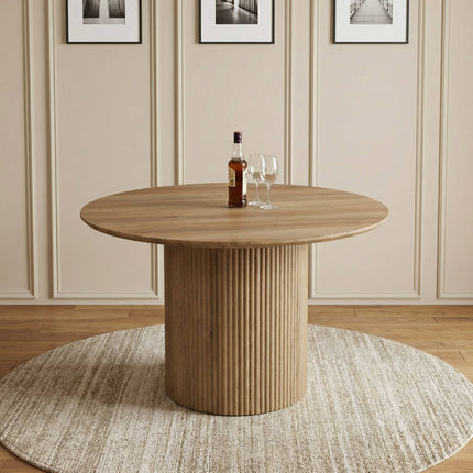 Eettafel Japandi Kiko rond 120cm lichtbruin MDF