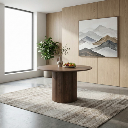 Eettafel Japandi Kiko rond 120cm walnoot MDF