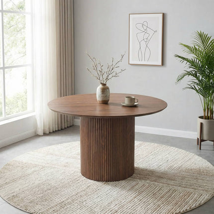 Eettafel Japandi Kiko rond 120cm walnoot MDF