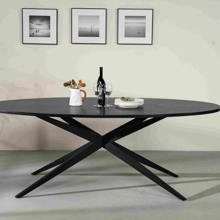 Eettafel Lexi ovaal 200cm zwart MDF