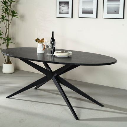 Eettafel Lexi ovaal 200cm zwart MDF