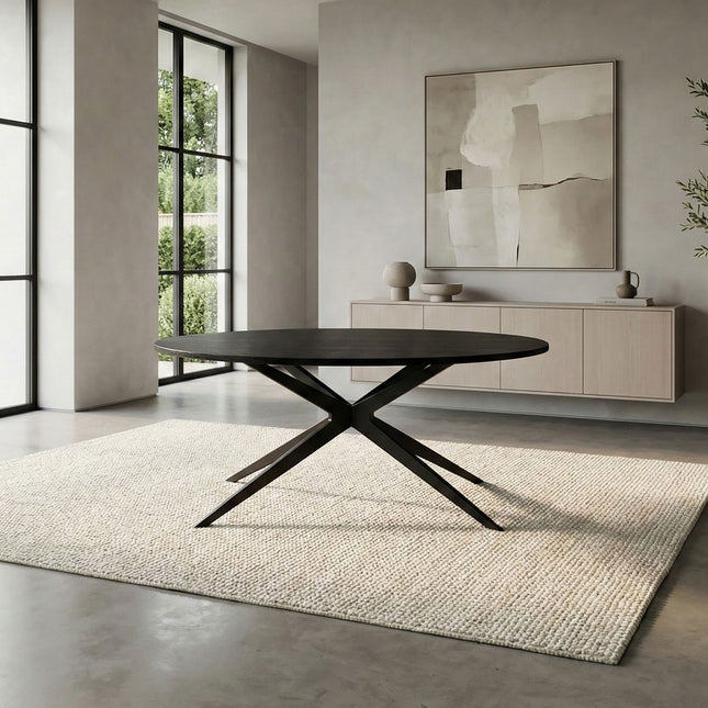 Eettafel Lexi ovaal 160cm zwart MDF