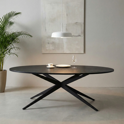 Eettafel Lexi ovaal 200cm zwart MDF