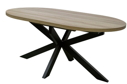 Uitschuifbare eettafel ovaal 160-220cm Liam lichtbruin MDF