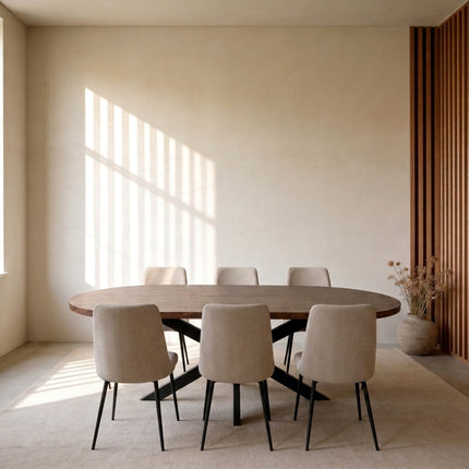 Uitschuifbare eettafel ovaal 160-220cm Liam walnoot MDF