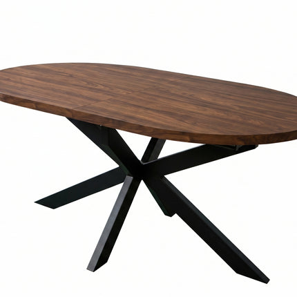 Uitschuifbare eettafel ovaal 160-220cm Liam walnoot MDF