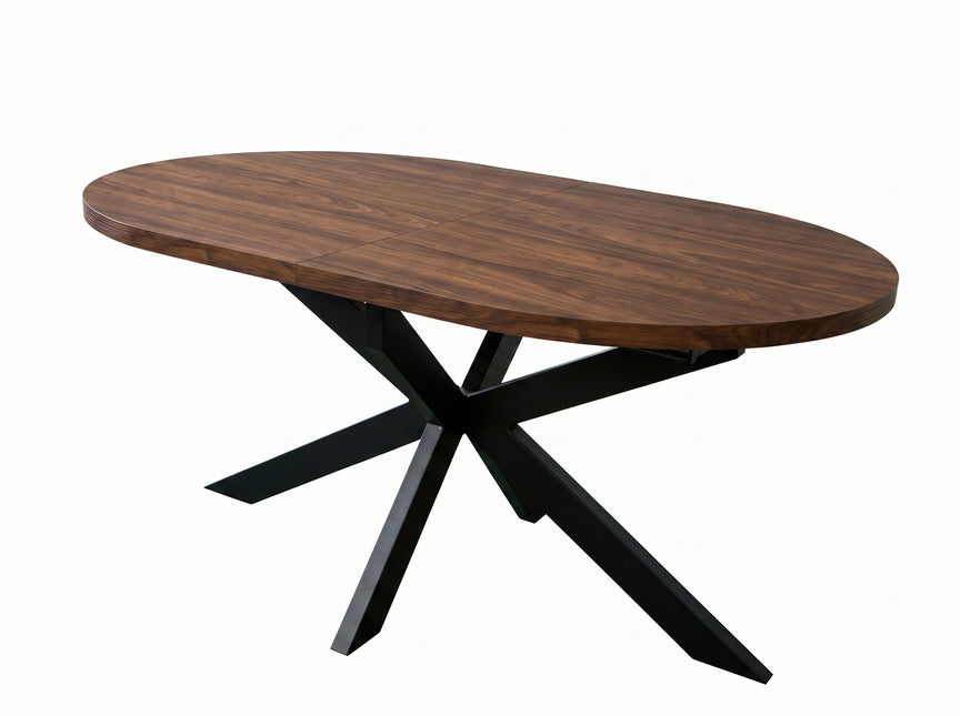 Uitschuifbare eettafel ovaal 160-220cm Liam walnoot MDF