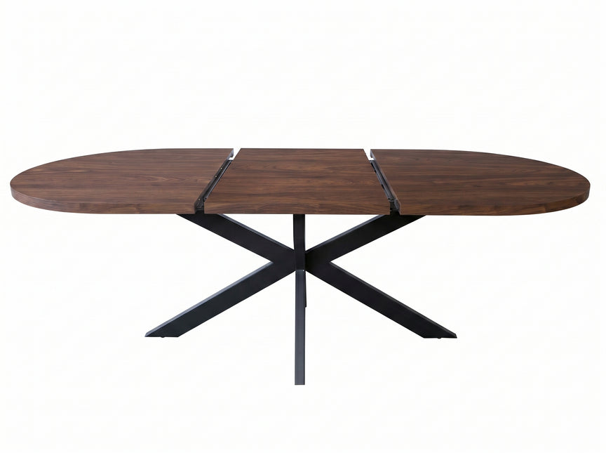 Uitschuifbare eettafel ovaal 160-220cm Liam walnoot MDF