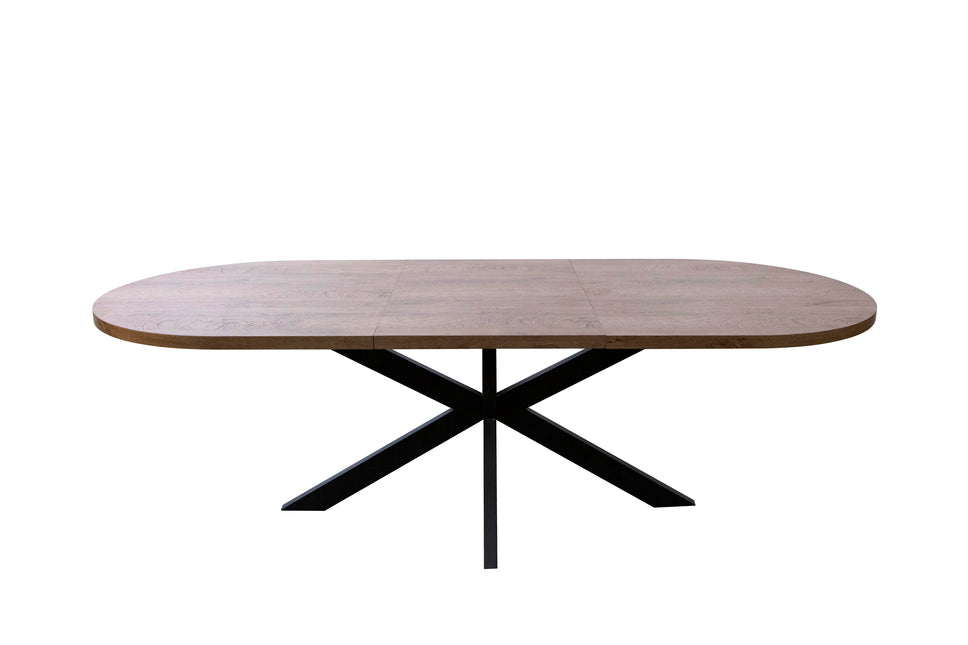 Uitschuifbare eettafel ovaal 180-240cm Liam bruin MDF