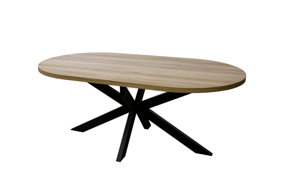 Uitschuifbare eettafel ovaal 180-240cm Liam lichtbruin MDF