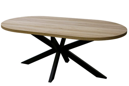 Uitschuifbare eettafel ovaal 180-240cm Liam lichtbruin MDF